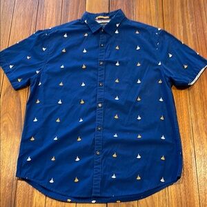 Denim & Flower Ricky Singh Men's Short Sleeve Shirt with Sailboat Print Large